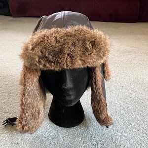 Men's Brown Fur-Trimmed Winter Hat